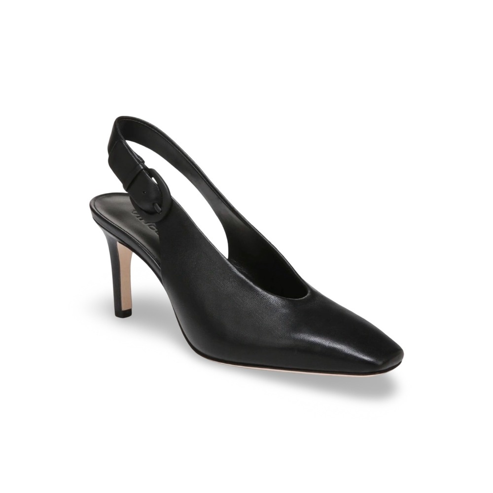 Vince Black Leather‎ Square Toe Slingback Pumps Heels Womens Size 9M 40